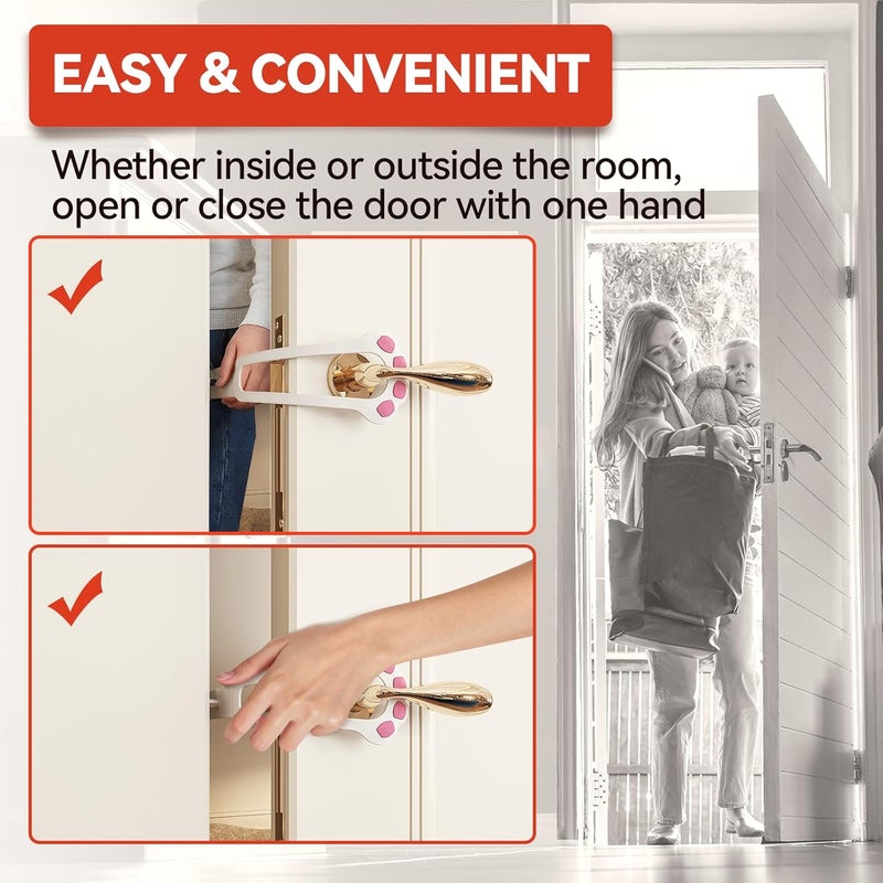 TGIOW Cat Door Latch, 2 Pcs Cat Door Stopper Pet Door Latch to Keep Dog Out of Litter Box and Food, Door Prop for Cat with 4 Adjustable Size Strap 2.2-5" Wide, No Measuring, Easy to Install, White - Image 3